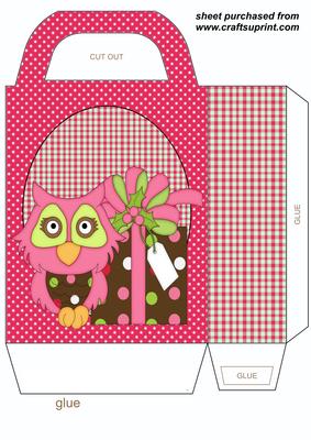 Pink Christmas Owl Gift Bag 5