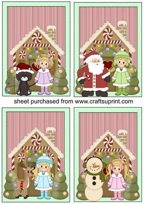 4 Peppermint and Pink Snow Buddies Toppers
