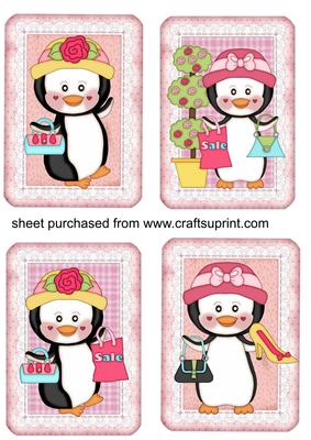 4 Pink Penguin Shopaholic Toppers