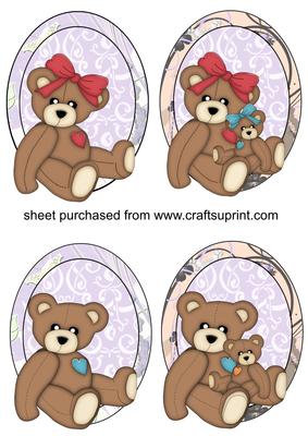 4 Cute Butterfly Teddy Oval Toppers