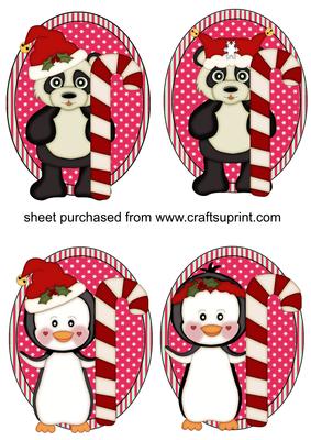 4 Oval Candy Cane Critter Toppers