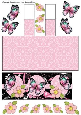 Pink and Black Floral Butterfly Landscape Easel Card