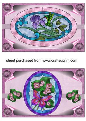 2 Stained Glass Floral Toppers