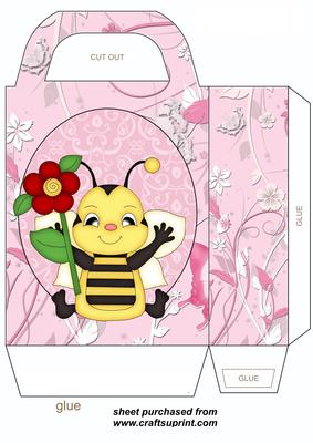 Pink Cute Floral Bee Gift Bag 1