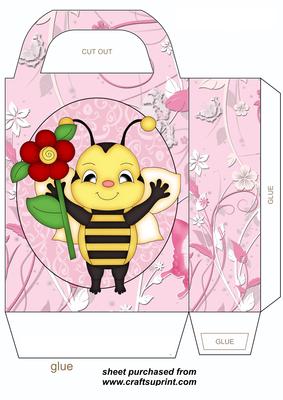 Cute Pink Floral Bee Gift Bag 2