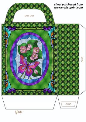 Green Floral Butterfly Stained Glass Gift Bag 1