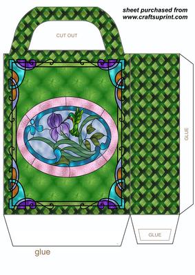 Green Stained Glass Floral Hummingbird Gift Bag