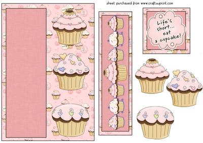 Pink Cupcake Bookmark Card Front