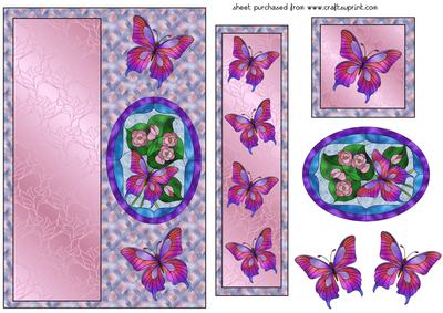 Stained Glass Butterfly Bookmark Card Front