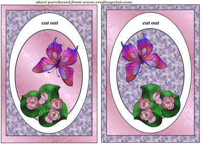 2 Stained Glass Floral Butterfly Dangler Card Fronts 2