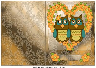 Cute Owls Golden Anniversary Cut and Fold Card