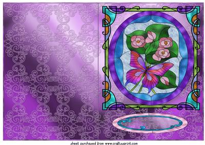 Purple Stained Glass Butterfly Cut and Fold Card 1