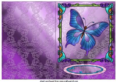 Purple Stained Glass Butterfly Cut and Fold Card 2