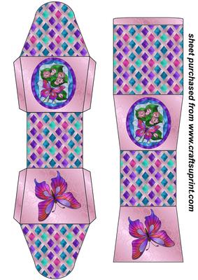 Pink Stained Glass Floral Butterfly Gift Box