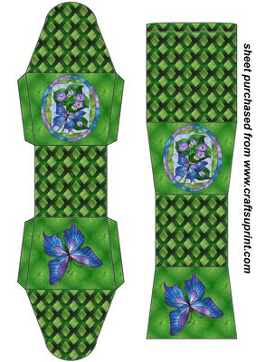 Green Stained Glass Floral Butterfly Gift Box