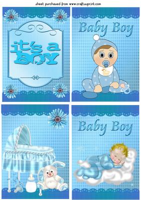 4 New Baby Boy Toppers