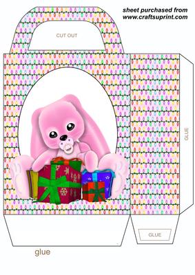 Pink Christmas Bunny Gift Bag