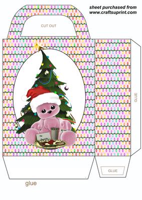 Pink Christmas Bear Gift Bag 2