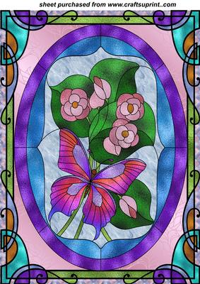 Stained Glass Floral Butterfly Topper 1