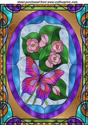 Stained Glass Floral Butterfly Topper 3