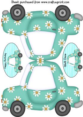 Turquoise Daisy Car Card