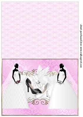 Pink Female Civil Wedding Cut and Fold Card 2