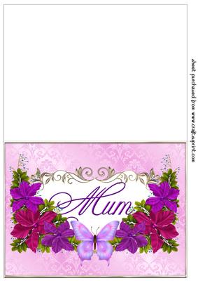 Pink Mum Floral Cut and Fold Card