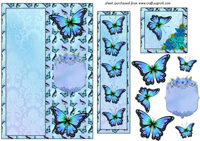 Blue Butterfly Bookmark Card Front