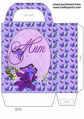 Purple Floral Butterfly Mum Gift Bag