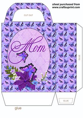 Purple Floral Butterfly Mom Gift Bag
