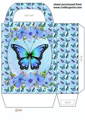 Blue Floral Butterfly Gift Bag