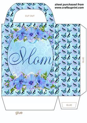 Blue Floral Butterfly Mom Gift Bag