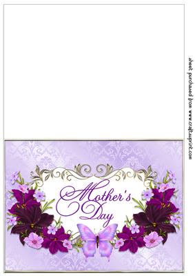 Lilac Floral Butterfly Mothers Day Cut and Fold Card 2