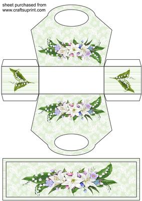 Green Lilies Gift Bag and Topper/bookmark Sheet