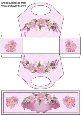 Pink Floral Gift Bag with Topper/bookmark