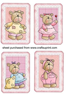 4 Pink Baby Bear Toppers 1