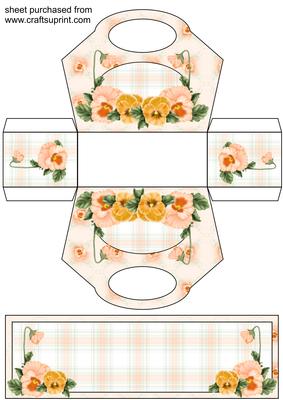 Orange Pansy Gift Basket with Topper/bookmark