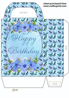 Blue Floral Butterfly Birthday Gift Bag