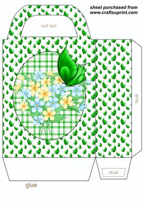Green Butterfly Floral Gift Bag