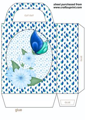 Blue Buttefly Floral Gift Bag