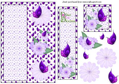 Purple Butterfly Bless My Blooms Bookmark Card Front