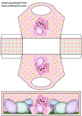 Pink Easter Bunny Gift Basket with Topper/bookmark 2