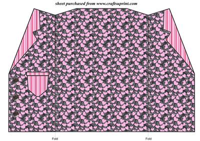 Grey and Pink Hearts Jscket Card Blank