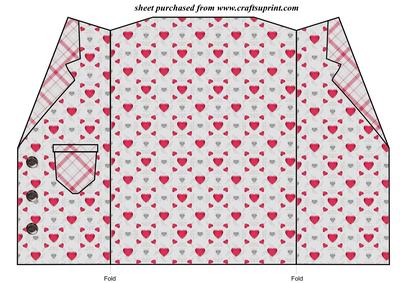 Red and Grey Hearts Jacket Card Blank