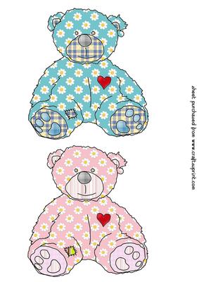 Scruffy Ted Blue and Pink Daisy Toppers