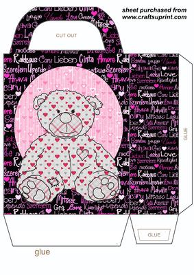 Black Language of Love Gift Bag with Teddy