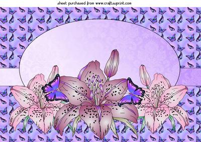 Lilac Lilies and Butterflies Topper