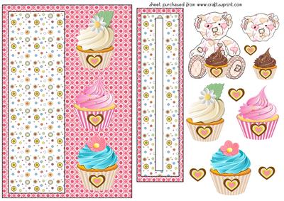 Valentines Bear Loves Cupcake Slider Card Front