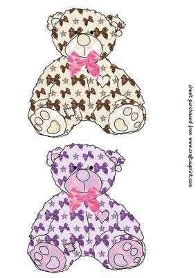 2 Bow Scruffy Bear Toppers
