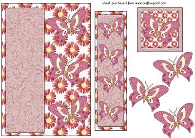 Red Floral Butterfly Bookmark Card Front